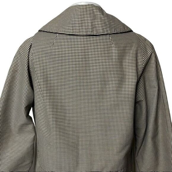 Vintage Canadian Maid Gray Plaid Overcoat Jacket Button Trench Nylon Coat Size L - Picture 8 of 12
